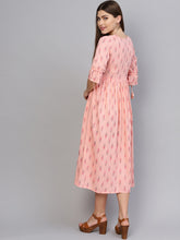 Load image into Gallery viewer, Queen ellie Women Peach-Coloured Printed A-Line Dress