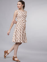Load image into Gallery viewer, Queen ellie Women Pink & Brown Printed Fit and Flare Dress