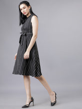 Load image into Gallery viewer, Queen ellie Women Black & White Fit and Flare Dress