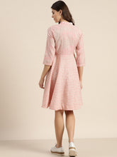 Load image into Gallery viewer, Queen ellie Women Pink & White Striped Wrap Dress
