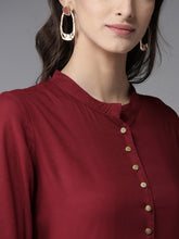 Load image into Gallery viewer, Queen ellie Women Maroon Solid Maxi Dress