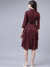 Load image into Gallery viewer, Queen ellie Women Maroon & White Shirt Dress