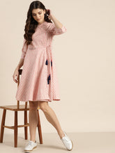 Load image into Gallery viewer, Queen ellie Women Pink & White Striped Wrap Dress