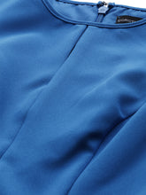 Load image into Gallery viewer, Queen ellie Women Blue Solid Fit and Flare Dress