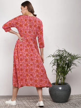 Load image into Gallery viewer, Queen ellie Women Pink & Red Printed A-Line Dress
