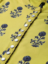 Load image into Gallery viewer, Queen ellie Women Green & Navy Floral Print A-Line Dress