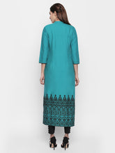 Load image into Gallery viewer, Queen ellie Women Green Embroidered Kurti