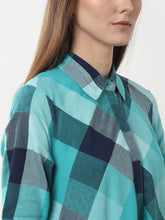 Load image into Gallery viewer, Queen ellie Women Blue Checked Fusion Maxi Dress