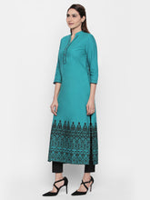 Load image into Gallery viewer, Queen ellie Women Green Embroidered Kurti