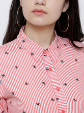 Load image into Gallery viewer, Queen ellie Women Coral Striped Shirt Dress