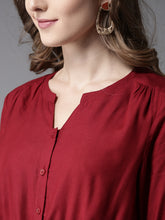 Load image into Gallery viewer, Queen ellie Women Maroon Solid Midi A-Line Dress