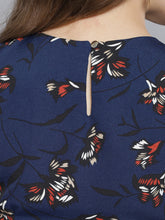 Load image into Gallery viewer, Queen ellie Women Navy Blue Printed Fit and Flare Dress