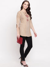 Load image into Gallery viewer, Queen ellie Women Brown Solid A-Line Kurti