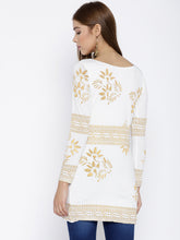 Load image into Gallery viewer, Queen ellie White & Gold-Toned Printed Kurti