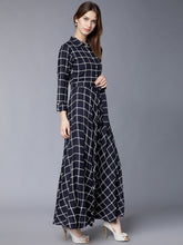 Load image into Gallery viewer, Queen ellie Women Navy Blue Printed Maxi Dress