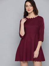 Load image into Gallery viewer, Queen ellie Women Burgundy Solid A-Line Dress