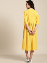 Load image into Gallery viewer, Queen ellie Women Yellow & White Solid A-Line Dress