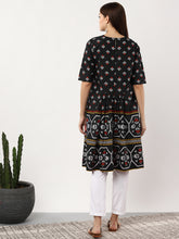 Load image into Gallery viewer, Queen Ellie Magenta and black self-design Kurti