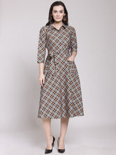 Load image into Gallery viewer, Queen ellie Women Multicoloured Checked Shirt Dress