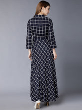 Load image into Gallery viewer, Queen ellie Women Navy Blue Printed Maxi Dress