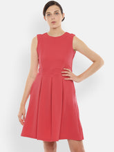 Load image into Gallery viewer, Queen ellie Women Solid Peach-Coloured Fit and Flare Dress