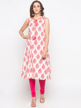 Load image into Gallery viewer, Queen ellie Women Pink Floral Print Kurta