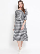 Load image into Gallery viewer, Queen ellie Women Black Checked Fit and Flare Dress