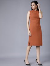 Load image into Gallery viewer, Queen ellie Women Brown Solid Sheath Dress