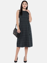 Load image into Gallery viewer, Queen ellie Women Teal Green Checked A-Line Dress