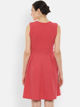 Load image into Gallery viewer, Queen ellie Women Solid Peach-Coloured Fit and Flare Dress