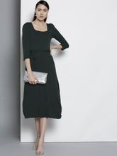 Load image into Gallery viewer, Queen ellie Women Green Solid A-Line Dress