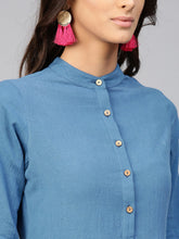Load image into Gallery viewer, Queen ellie Women Blue Solid A-Line Dress