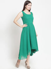 Load image into Gallery viewer, Queen ellie Women Green Solid Fit and Flare Dress