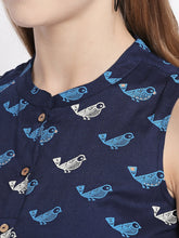 Load image into Gallery viewer, Queen ellie Women Navy Blue & White Printed Shirt Dress
