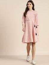 Load image into Gallery viewer, Queen ellie Women Pink & White Striped Wrap Dress