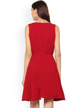 Load image into Gallery viewer, Queen ellie Red Solid Fit and Flare Dress
