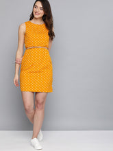 Load image into Gallery viewer, Queen ellie Mustard Yellow & Off-White Polka Dot Print Sheath Dress