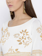 Load image into Gallery viewer, Queen ellie White & Gold-Toned Printed Kurti