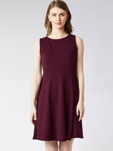 Load image into Gallery viewer, Queen ellie Women Maroon Solid Fit and Flare Dress