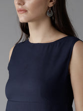 Load image into Gallery viewer, Queen ellie Women Navy Blue Solid A-Line Dress