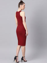 Load image into Gallery viewer, Queen ellie Women Maroon Solid Bodycon Dress
