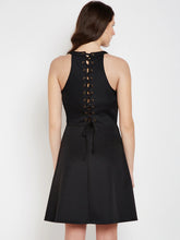 Load image into Gallery viewer, Queen ellie Women Black Solid Fit and Flare Dress