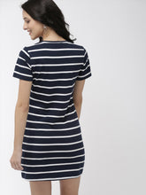 Load image into Gallery viewer, Queen ellie Women Navy Blue & White Sheath Dress