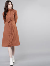 Load image into Gallery viewer, Queen ellie Women Brown Solid Shirt Dress