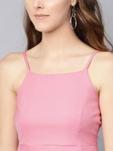 Load image into Gallery viewer, Queen ellie Women Pink Solid Fit and Flare Dress