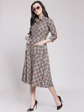 Load image into Gallery viewer, Queen ellie Women Multicoloured Checked Shirt Dress