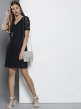 Load image into Gallery viewer, Queen ellie Women Navy Blue Lace Sheath Dress