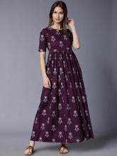 Load image into Gallery viewer, Queen ellie Women Purple Printed Maxi Dress