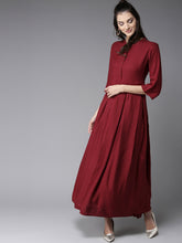 Load image into Gallery viewer, Queen ellie Women Maroon Solid Maxi Dress