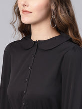 Load image into Gallery viewer, Queen ellie Women Black Solid Accordian Pleats A-Line Dress